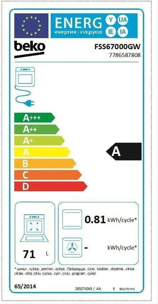 Cocina Beko VITRO FSS67000GW 4F 60CM Blanca