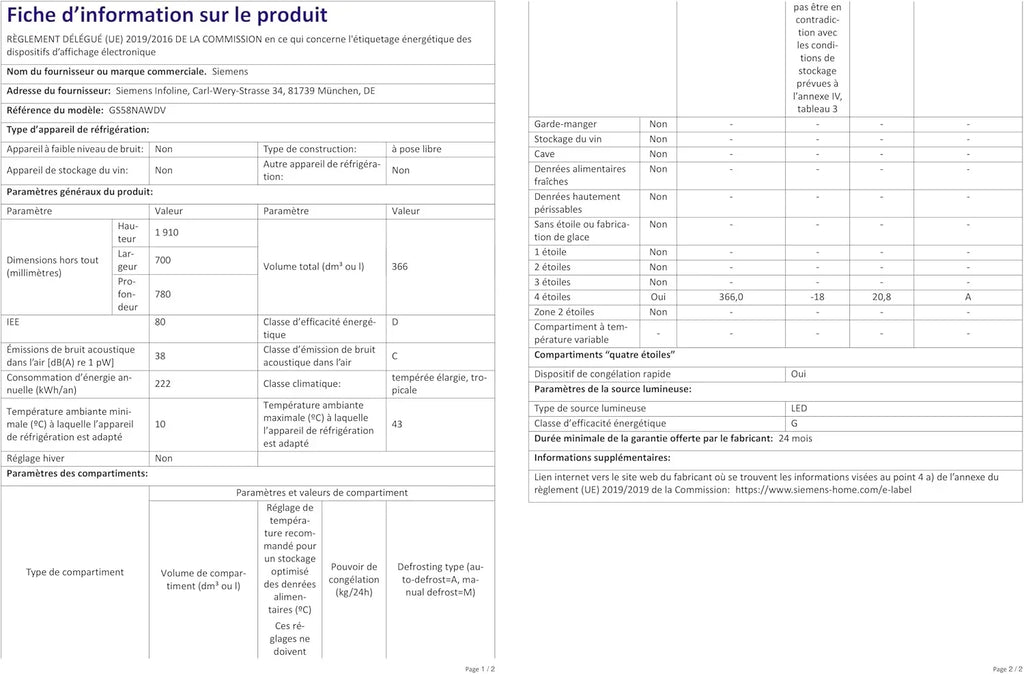Congelador Siemens GS54NAWCV iQ500, 176 x 70 cm, 327 L, noFrost nunca más volver a descongelar, bigBox espacio para alimentos congelados grandes, varioZone estantes y cajones de cristal flexibles, Blanco