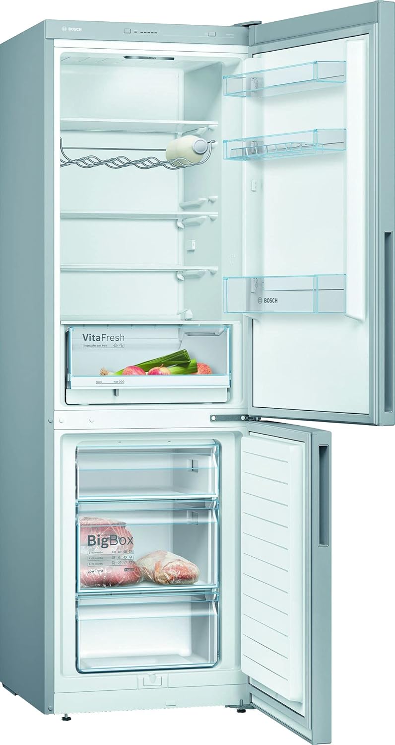 Frigorífico combinado Bosch KGV36VLEA Serie 4, 186 x 60 cm, 214 L frigorífico y 94 L congelador, VitaFresh para una frescura más duradera, LowFrost para descongelar con menos frecuencia, iluminación LED uniforme