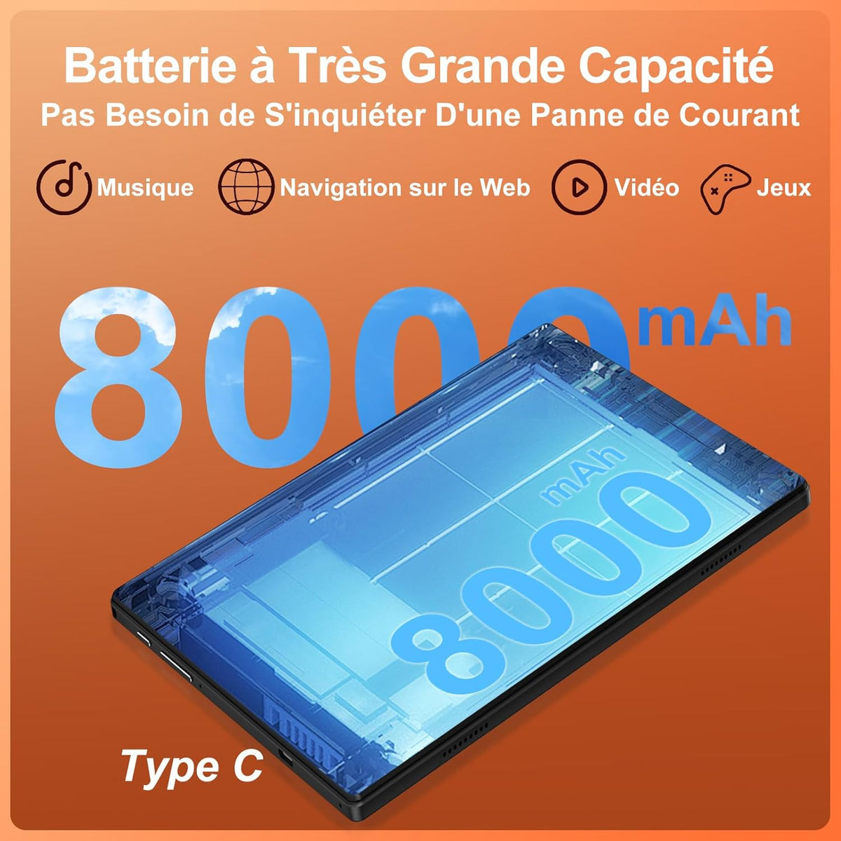 Tableta Android 15 de 2025, 10 pulgadas, pantalla IPS HD, [30 GB RAM] 128 GB + TF 1 TB - Octa-Core, 8000 mAh, cuerpo de metal integrado, 5 MP + 8 MP, WiFi 6, reconocimiento facial, Widevine L1 - Tableta con teclado y ratón - Negro