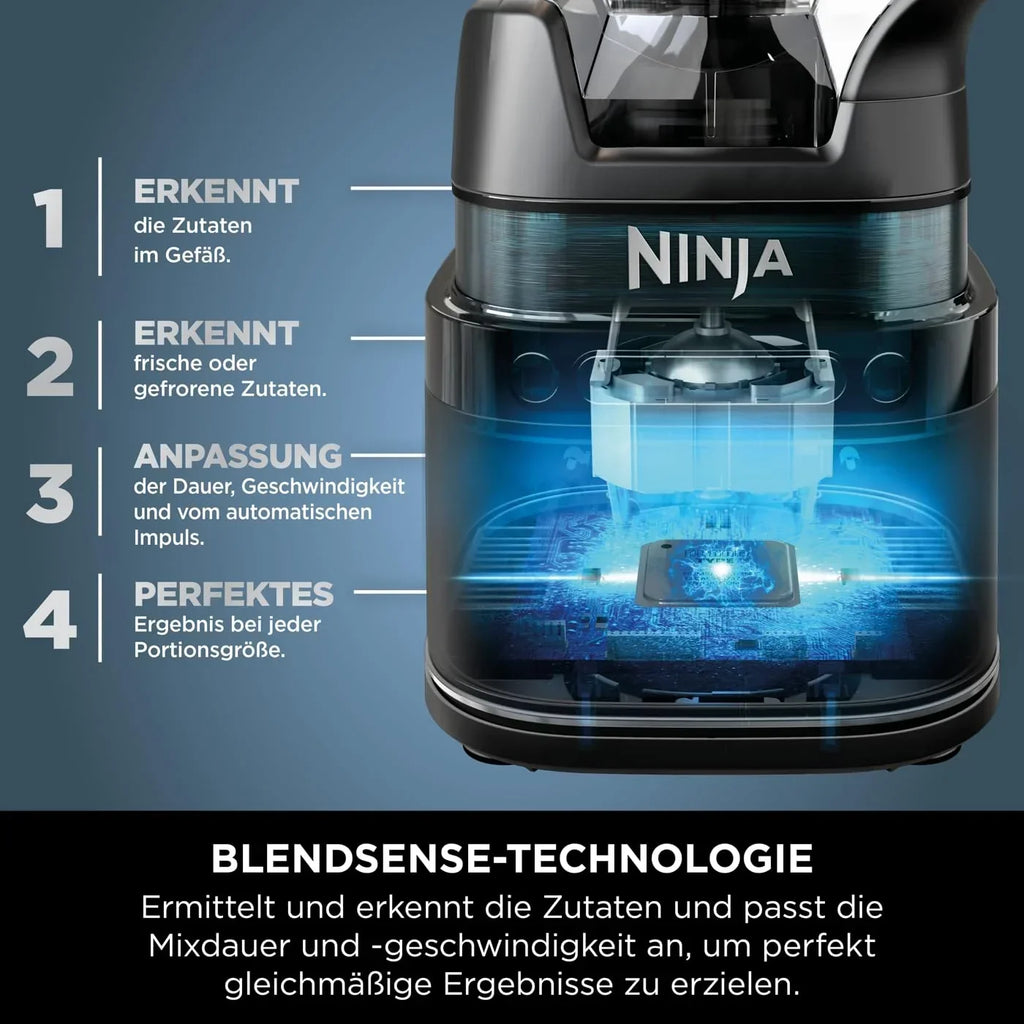 Ninja 2 en 1 Detect Mixer Pro, 1200W, Jarra, 2x vasos individuales, batidos, picar verduras, bebidas congeladas, TB301EU