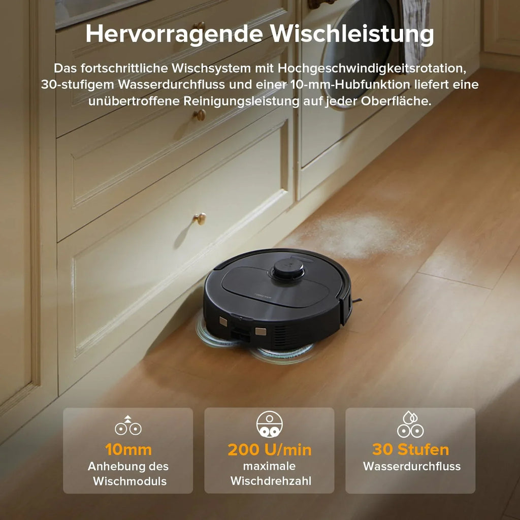 Roborock QV 35A Robot aspirador y fregasuelos con 8000 Pa de potencia de succión, Reactive Tech, elevación de mopa de 10 mm, LiDAR y base todo en uno