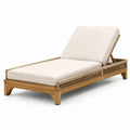Tumbona de madera de acacia con ratán sintético y cojín de poliéster beige 200 cm