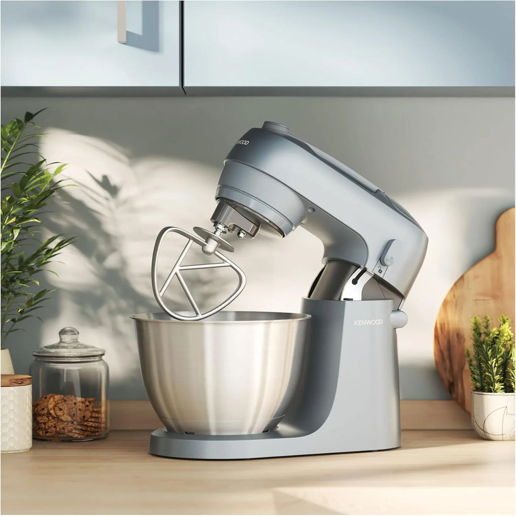 Kenwood Go Collection KZM35 000GY planetarna z konstrukcją oszczędzającą miejsce, kompaktowa maszyna do ugniatania z miską 4 l, 3 narzędzia mieszające, 6 prędkości, tylko 30 cm wysokości, uchwyt, moc