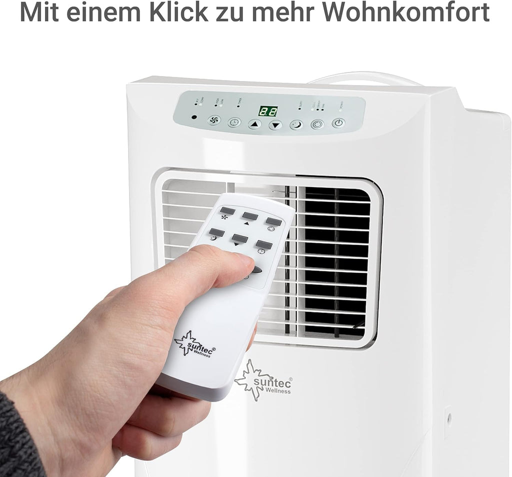SUNTEC Aire acondicionado portátil Impuls 2.6 Eco R290 – Aire acondicionado móvil y silencioso con tubo de escape – Enfriador y deshumidificador para habitaciones de hasta 34 m² – Refrigeración móvil para hogar y oficina – 9.000 BTU | 2600 vatios