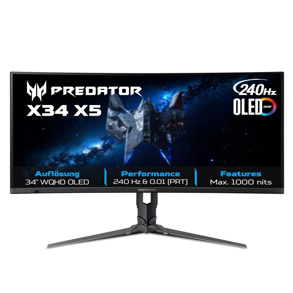 Monitor gaming X34X5 de 34 pulgadas QD-OLED curvo UWQHD 3440 x 1440 240 Hz 0,01 ms USB-C 90W con concentrador USB