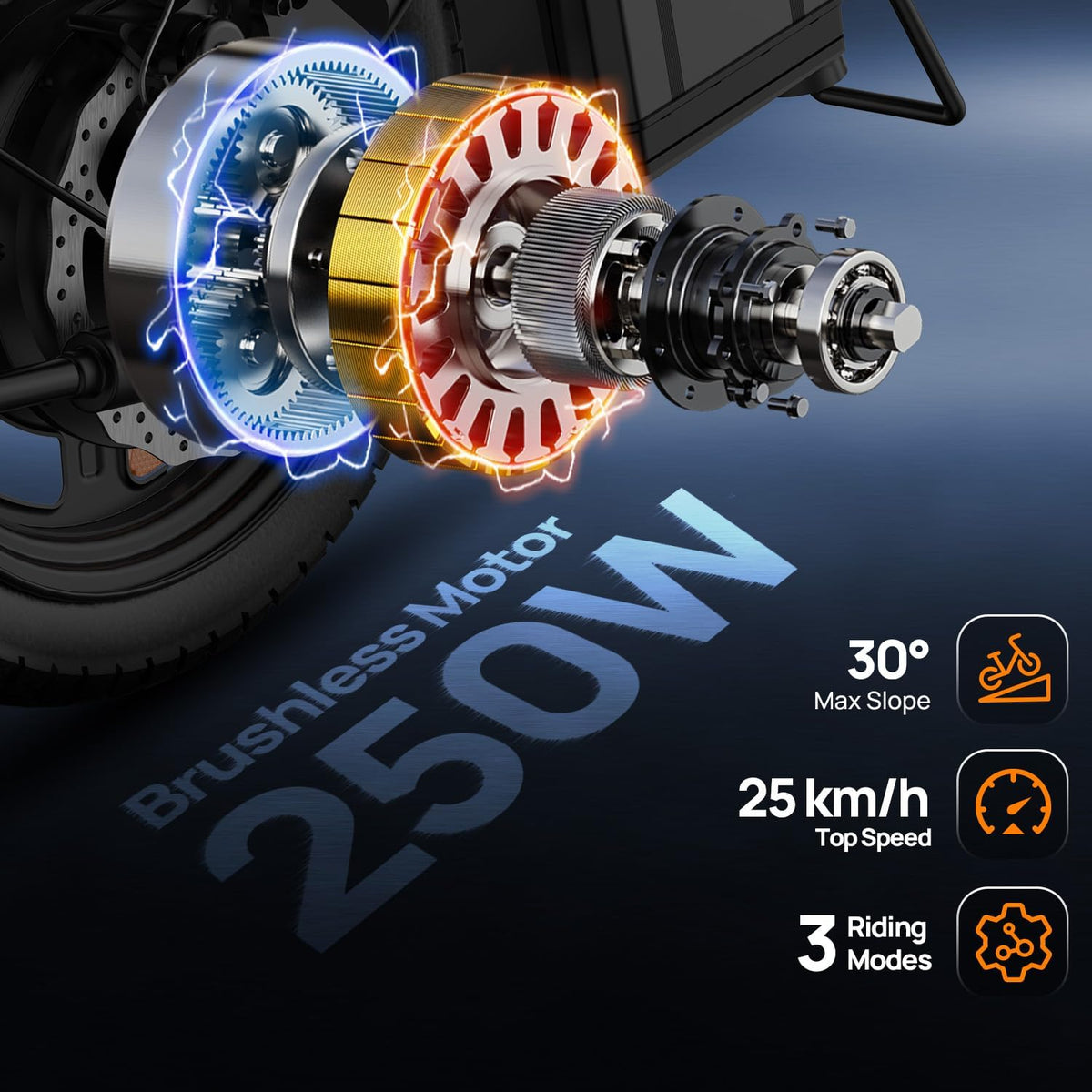 Bicicleta eléctrica plegable URLIFE de 14", batería intercambiable de 48V 7.5Ah para una larga autonomía de hasta 60KM, motor de 250W, 3 modos de conducción, altura del asiento ajustable, pedelec plegable para hombre y mujer