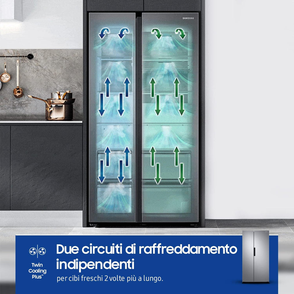 Samsung RS66A8101SL/EF Frigorífico Side by Side - Frigorífico 409L, Congelador 243L, 358 kWh/Año