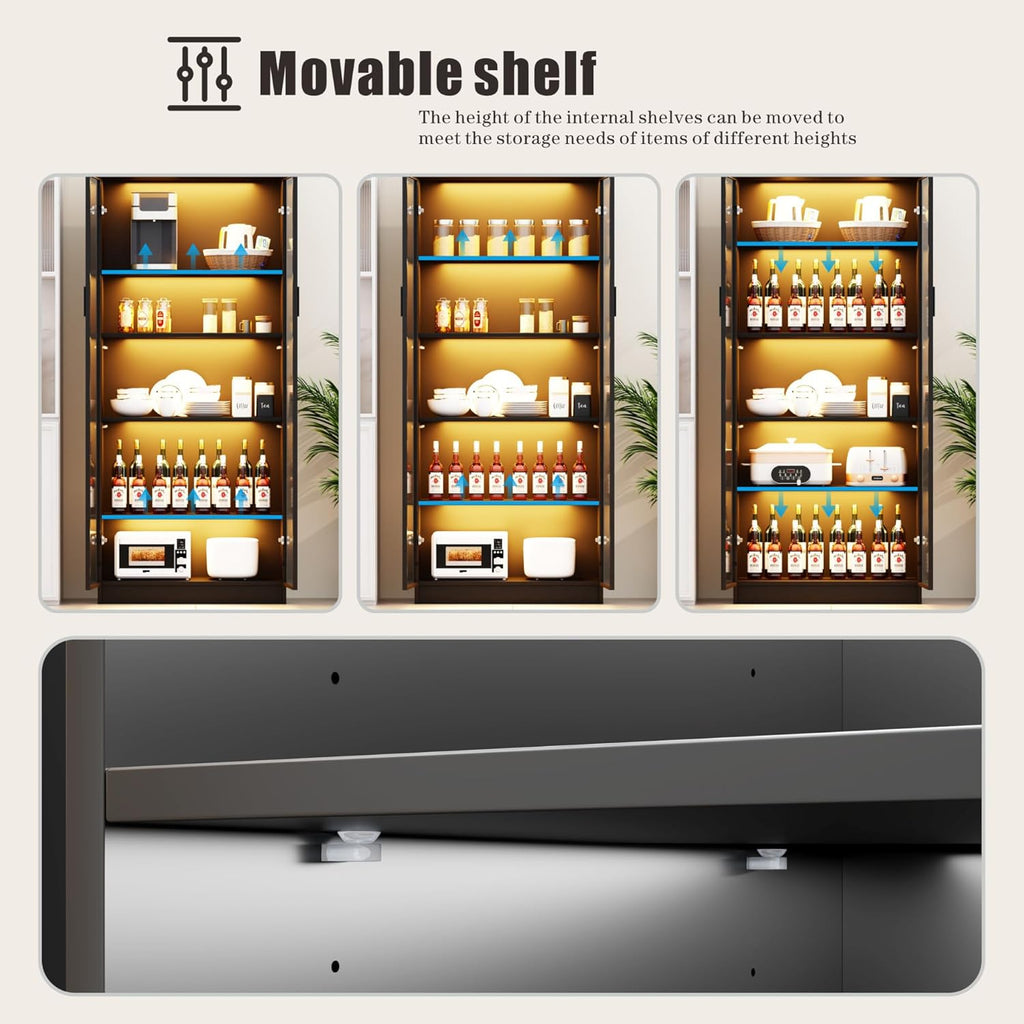 Vitrina FREDEES con iluminación LED, vitrina para coleccionables de 5 niveles con sensores inteligentes, vitrina de pie de acrílico con estantes ajustables para salón y oficina, negro