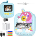 Cámara de fotos instantánea para niños, cámara HD de 48 MP con papel de impresión y tarjeta de 32 GB, juguete de regalo para niños y niñas de 3 a 12 años (azul)