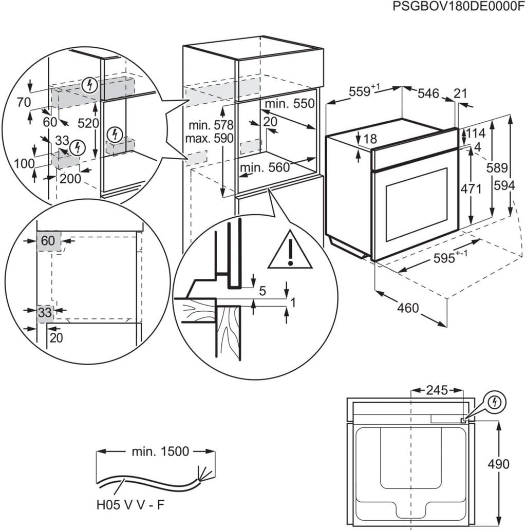 Horno empotrable AEG – Serie 5 Aire caliente circular: resultados de cocción uniformes en 3 niveles – Autolimpieza por pirólisis – 25 programas automáticos – Pantalla táctil LED – Calentamiento rápido – Negro – BPE53516AB