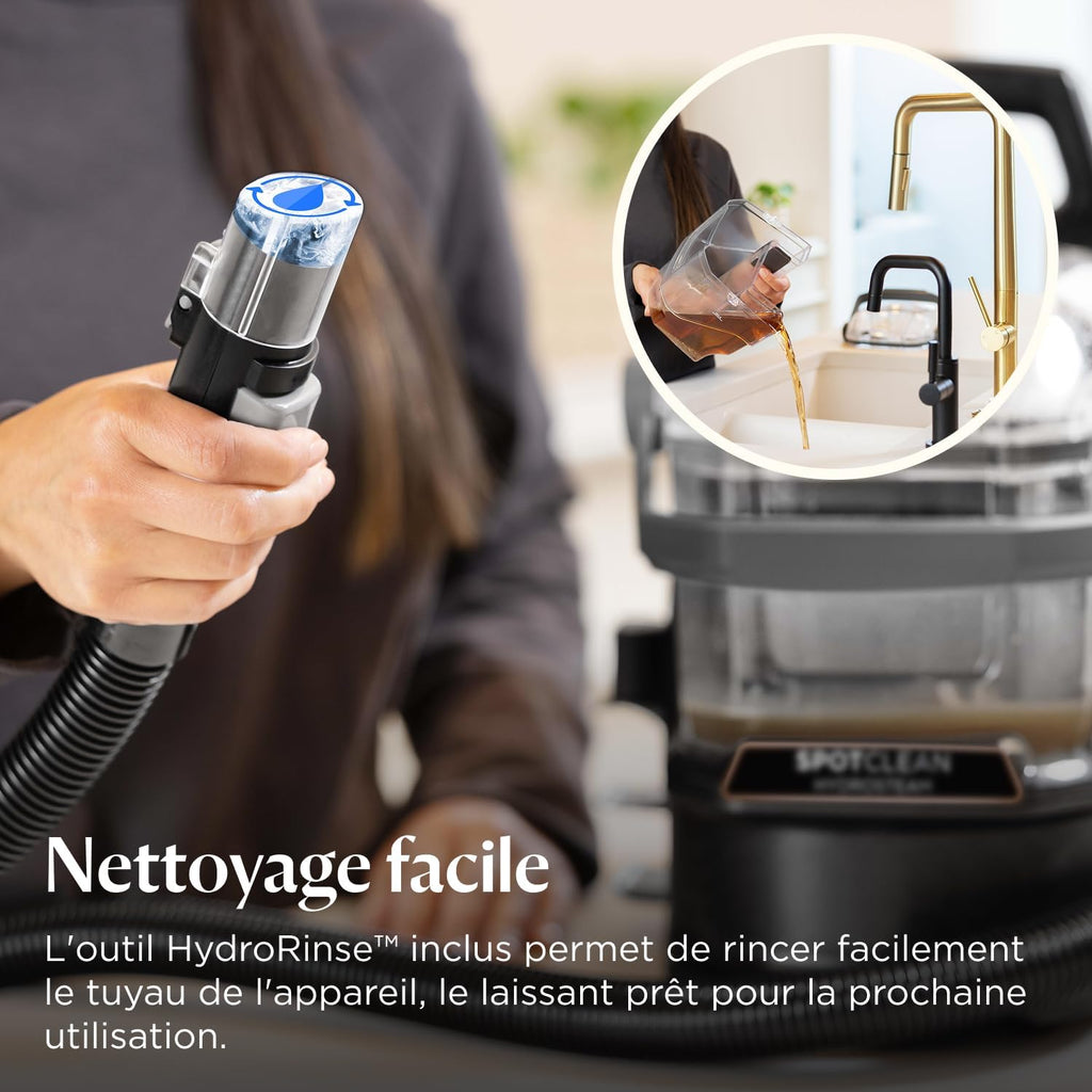 BISSELL SpotClean HydroSteam, Limpiador de tapicerías, Motor potente de 1000 W, Limpiador a vapor con tecnología HydroSteam, Limpiador para alfombras, moquetas, muebles, telas, coche y más, 3689N