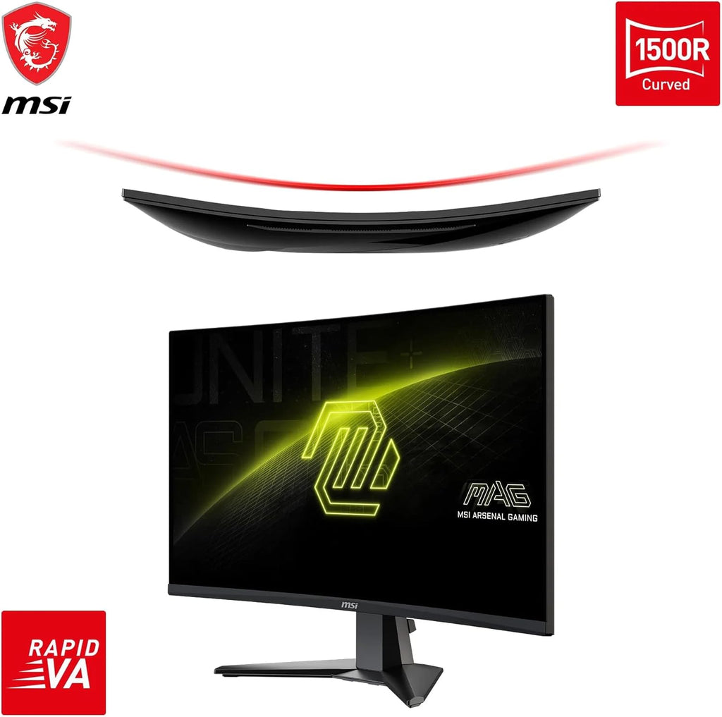 Monitor Gaming MSI MAG 27C6F de 27 pulgadas FHD curvo - Panel VA rápido 1500R 1920 x 1080, 180 Hz / 1 ms (GtG), Adaptive-Sync - DP 1.2a, HDMI™ CEC
