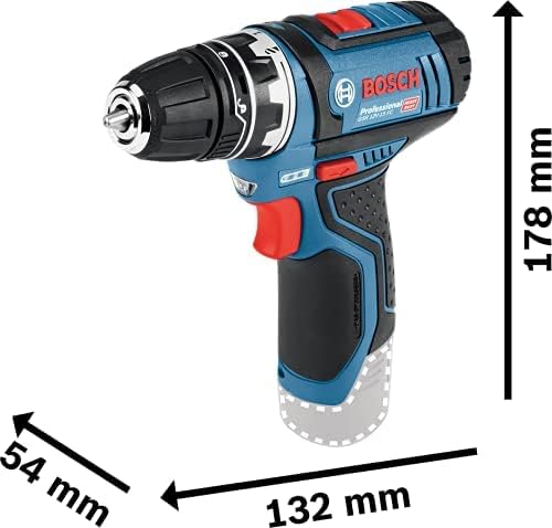 Taladro atornillador a batería Bosch Professional 12V System GSR 12V-15 FC - Sistema FlexiClick (incluye 2 baterías GBA 12V 2.0Ah, cargador, 4 adaptadores, juego de 40 accesorios) - Alimentado por batería