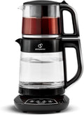 Máquina de té Karaca Caysever, acero, cromo 1700 W, libre de BPA, capacidad de tetera de cristal de 0,8 L, capacidad del depósito de agua de 1,5 L, preparación de agua