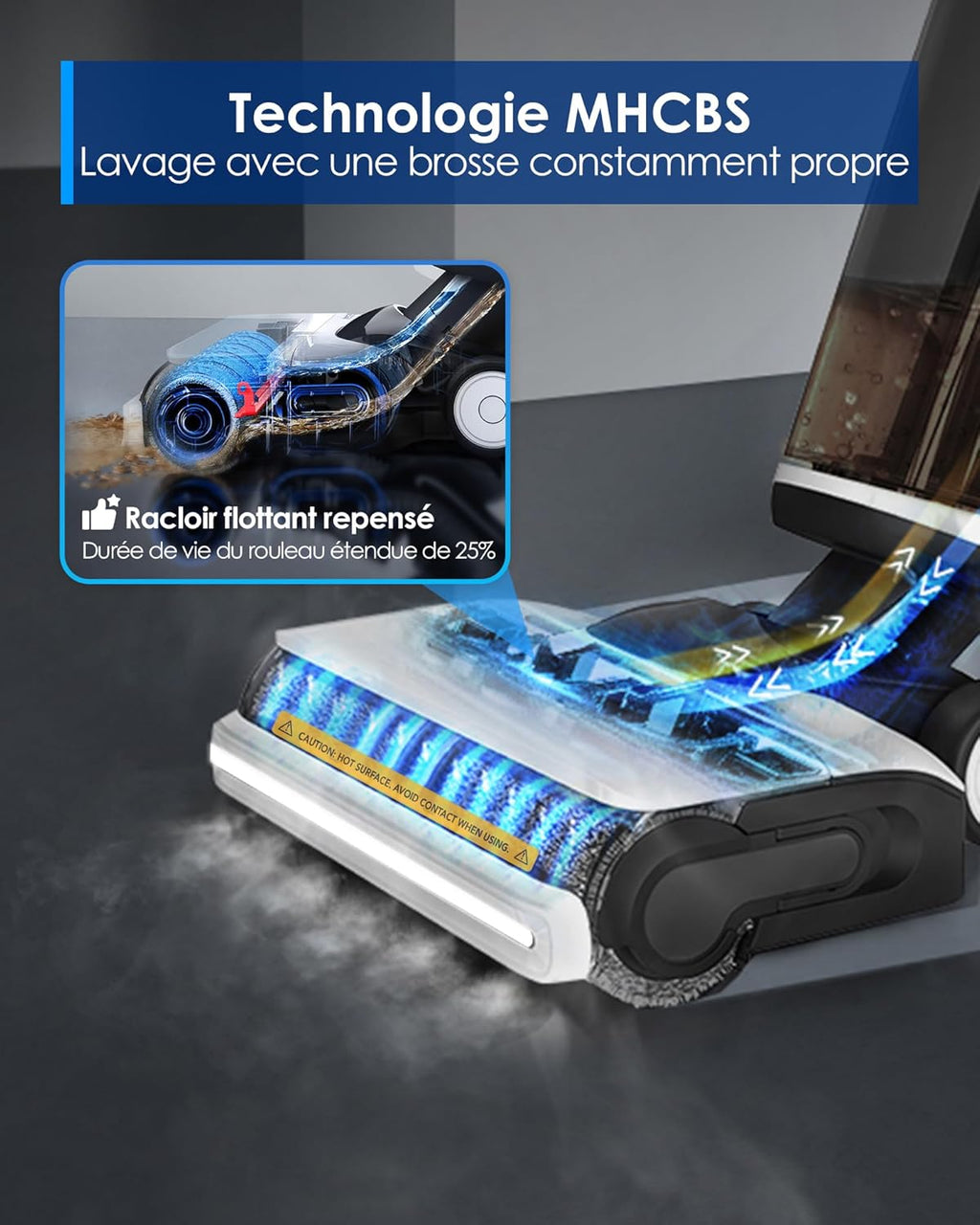 Limpiador de suelos inalámbrico a vapor Tineco Floor One S7 para suciedad pegajosa en suelos duros con pantalla, autolimpieza, limpieza de bordes y autopropulsión, perfecto para niños/mascotas