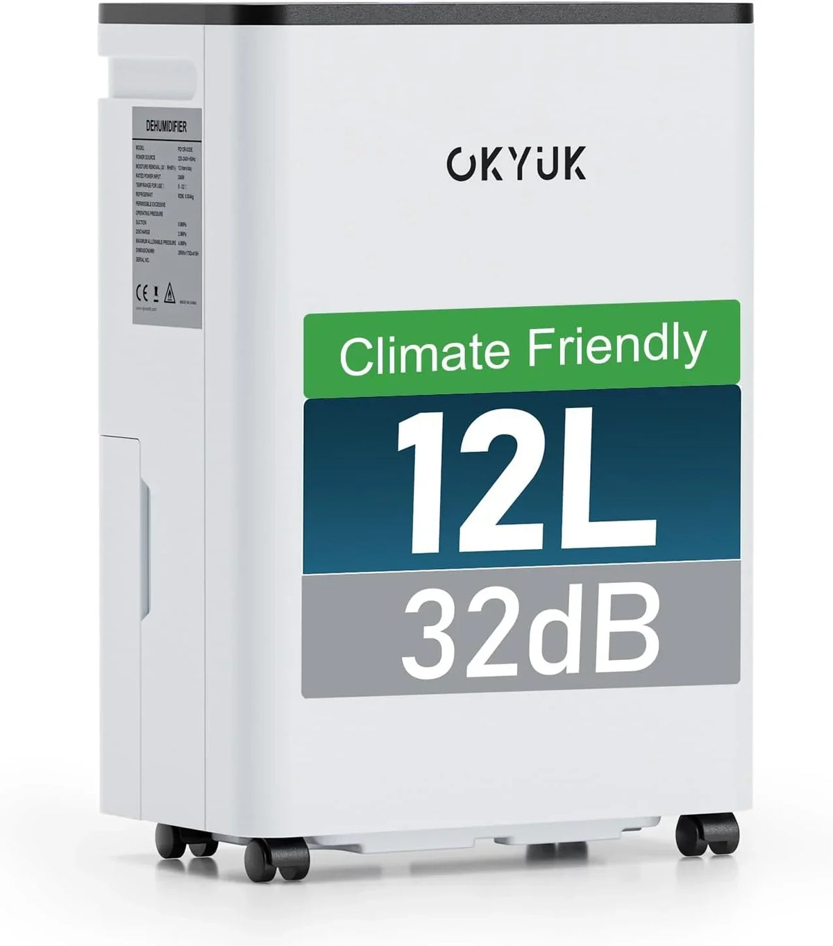 Deshumidificador eléctrico de 12 L PD12R-03DE con pantalla digital, depósito de agua de 2,5 L, temporizador y apagado automático