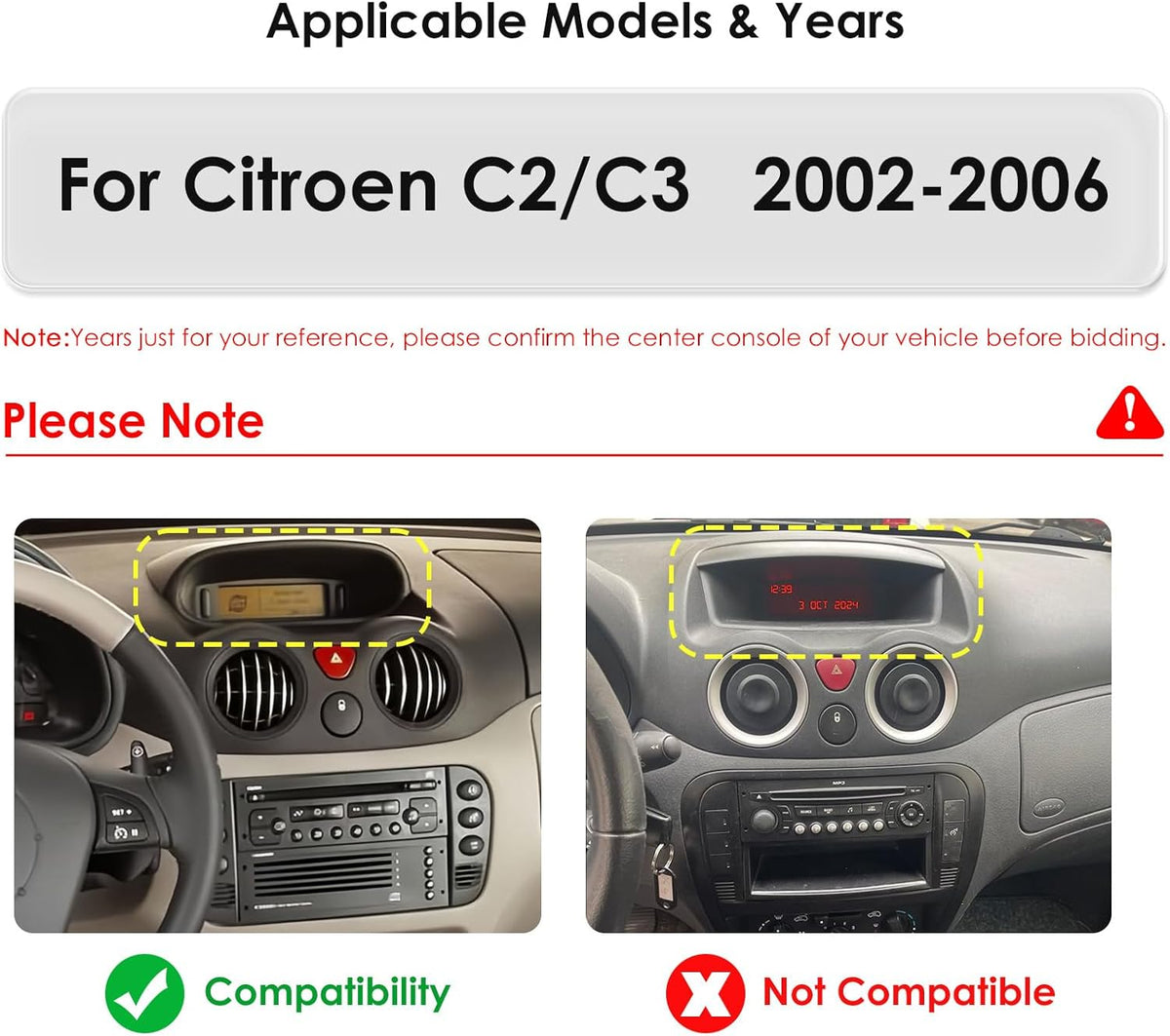 Autorradio Ossuret para Citroën C2/C3 2002-2006, pantalla táctil Android 13 de 9 pulgadas, 2+64 GB, navegación GPS con Carplay, Android Auto, WiFi, Bluetooth y USB