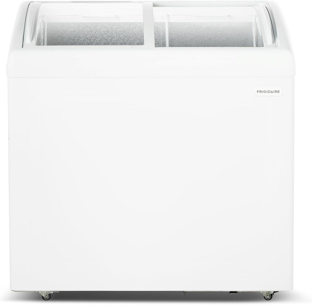 Congelador horizontal convertible Frigidaire, vitrina con tapa de cristal, 6.5 pies cúbicos, ruedas giratorias, temperatura ajustable