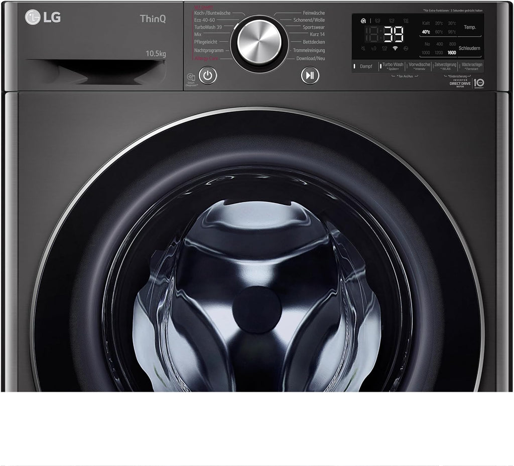 LG F4WV7080, Clase A, lavadora de carga frontal 8 kg, 1400 rpm, AI Direct Drive, Wi-Fi, limpieza profunda con vapor, gran capacidad, TRIPLE A, puerta exterior de cristal templado, 62 x 60 x 85 cm, blanco