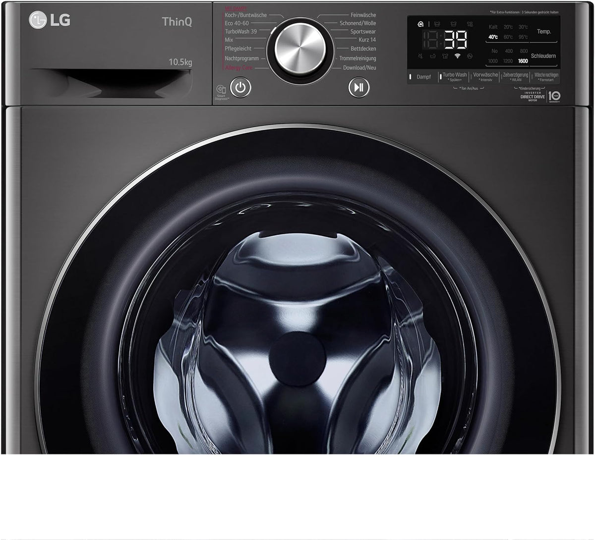 LG F4WV7080, Clase A, lavadora de carga frontal 8 kg, 1400 rpm, AI Direct Drive, Wi-Fi, limpieza profunda con vapor, gran capacidad, TRIPLE A, puerta exterior de cristal templado, 62 x 60 x 85 cm, blanco