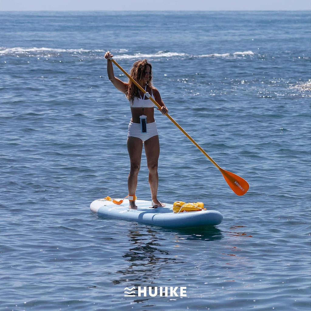Tabla de Stand Up Paddle HUIIKE con accesorios, remo, aletas, correa, bomba y mochila. Tabla de SUP inflable de gran estabilidad y resistencia. Convertible en kayak, 305-365 cm, soporta 130-170 kg.