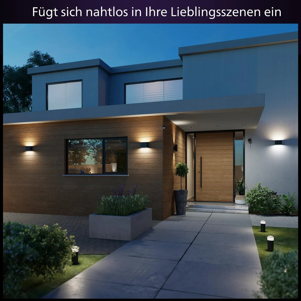 Aplique LED Dymera 10 W 1500 lm IP44 negro con cambio de color y control por voz para interiores y exteriores