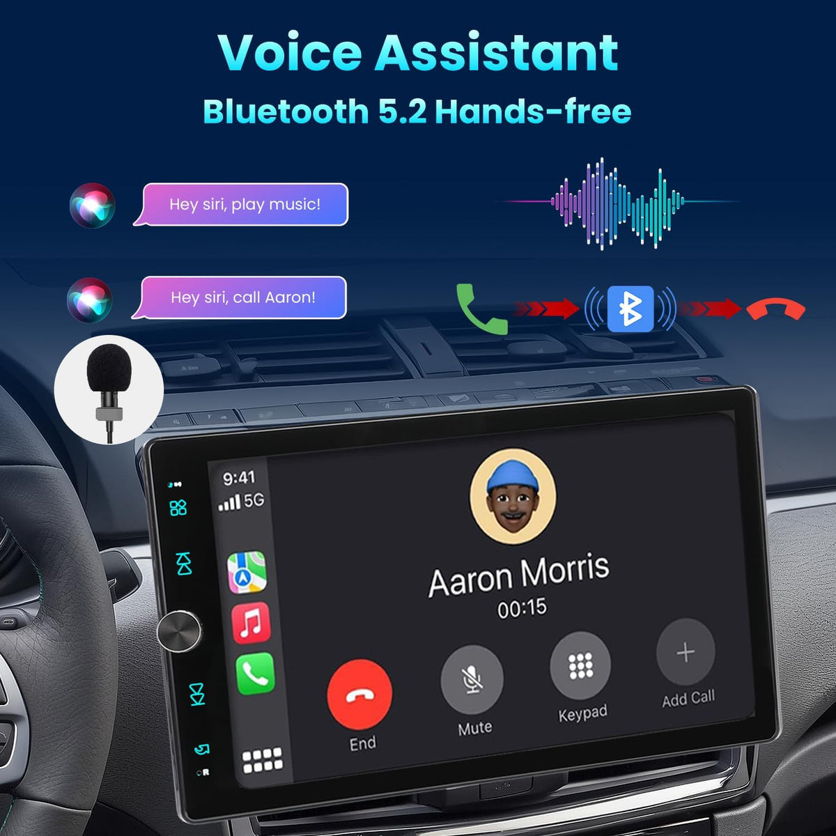 Autorradio Alondy 1 DIN con pantalla táctil giratoria de 10,4 pulgadas compatible con Apple CarPlay/Android Auto [inalámbrico], Bluetooth, cámara de marcha atrás, radio AM/FM RDS, USB, AUX y SD
