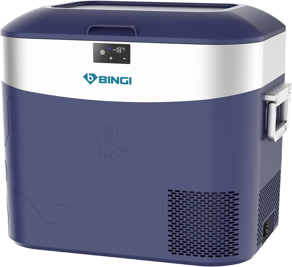 BINGI przenośna lodówka samochodowa 22 l, 12/24 V DC i 230 V AC, mini zamrażarka do samochodu, ciężarówki, na kemping, do domu (15°C do -18℃)