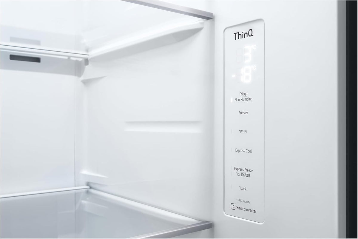 Frigorífico Side by Side LG GSGV81PYLL, Clase E, 635 L, Instaview, frigorífico con congelador, dispensador de hielo, hielo picado y agua, Total NoFrost, compresor Smart Inverter, Wi-Fi