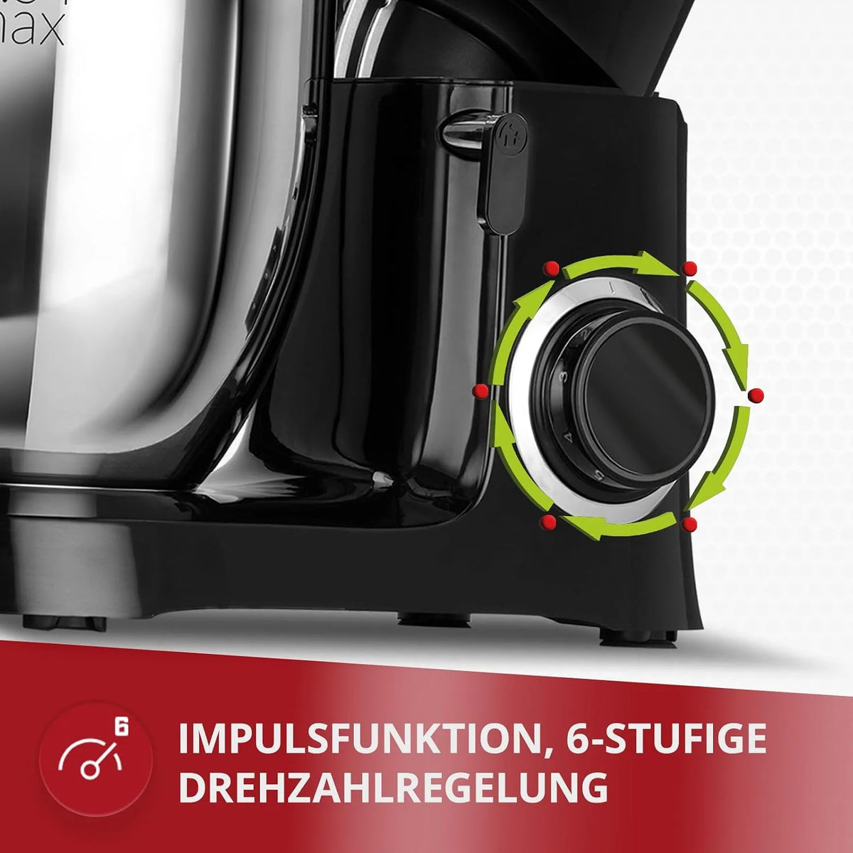 MPM MRK-19 Mikser Planetarny z Misą Mieszającą 6,5 l - Urządzenie Kuchenne do Ugniatania 2200 W - 6-stopniowa Regulacja Prędkości + Funkcja Pulse - Czarny
