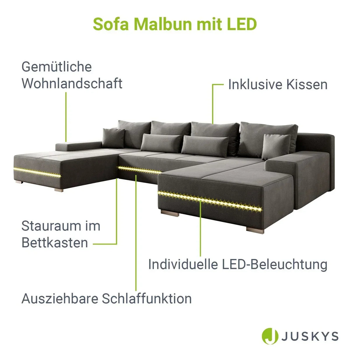 Sofá rinconero Malbun 2025 con iluminación LED