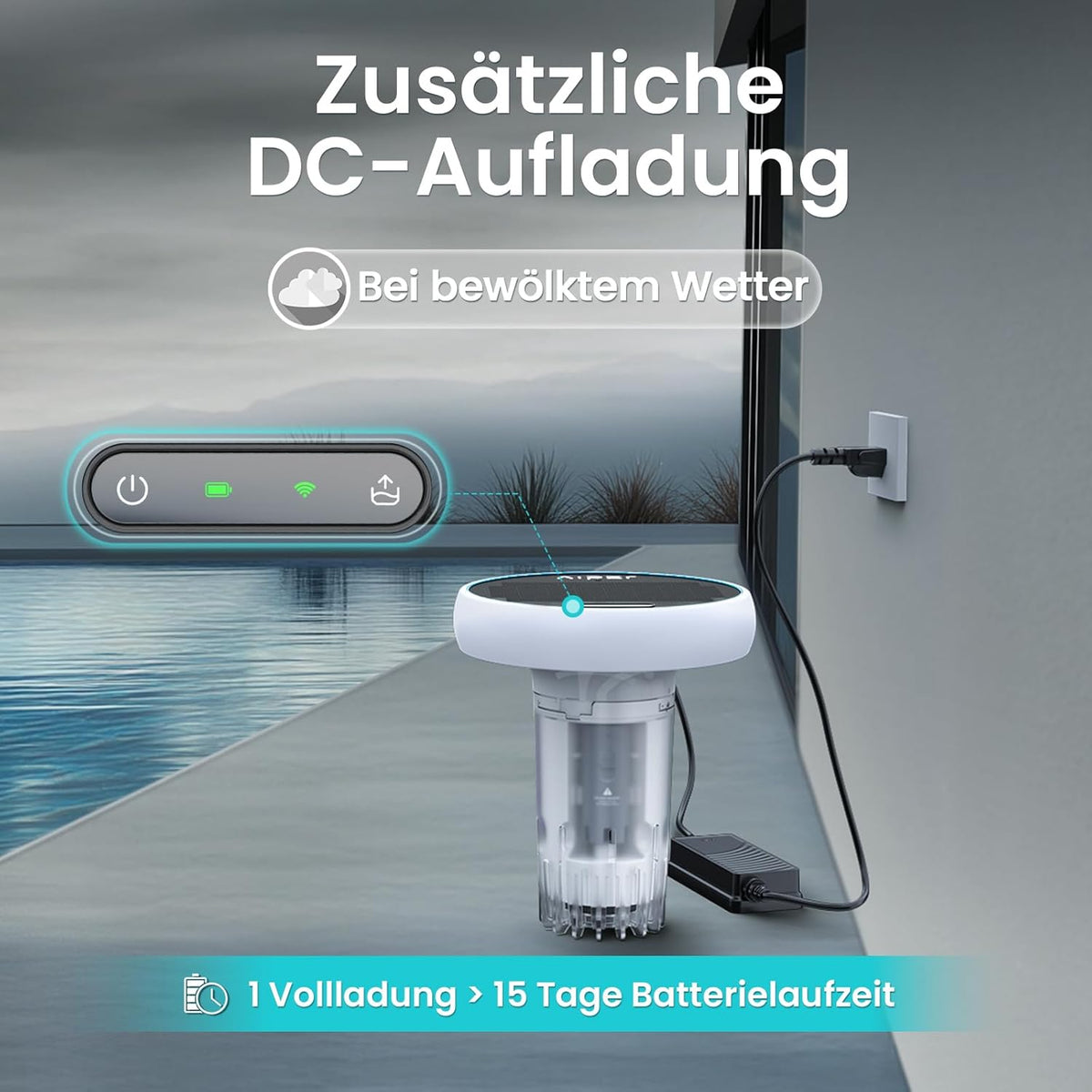 AIPER HydroComm Pro Medidor Digital de Agua para Piscinas – Monitor Inteligente para Piscinas con App y Conexión en Tiempo Real a Limpiafondos, Análisis de Agua 5 en 1 (pH, ORP, EC, TDS, Temperatura)