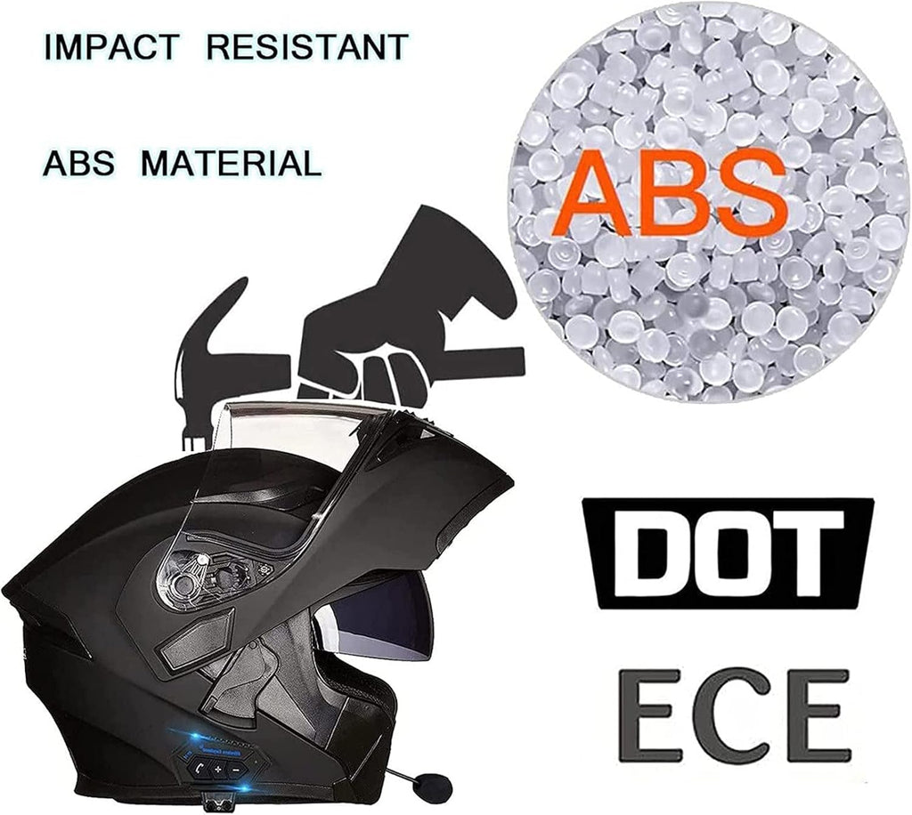 Casco de moto modular Bluetooth integrado homologado ECE/DOT con doble visera antivaho y micrófono, casco de moto integral para hombres, mujeres y adultos, azul, M