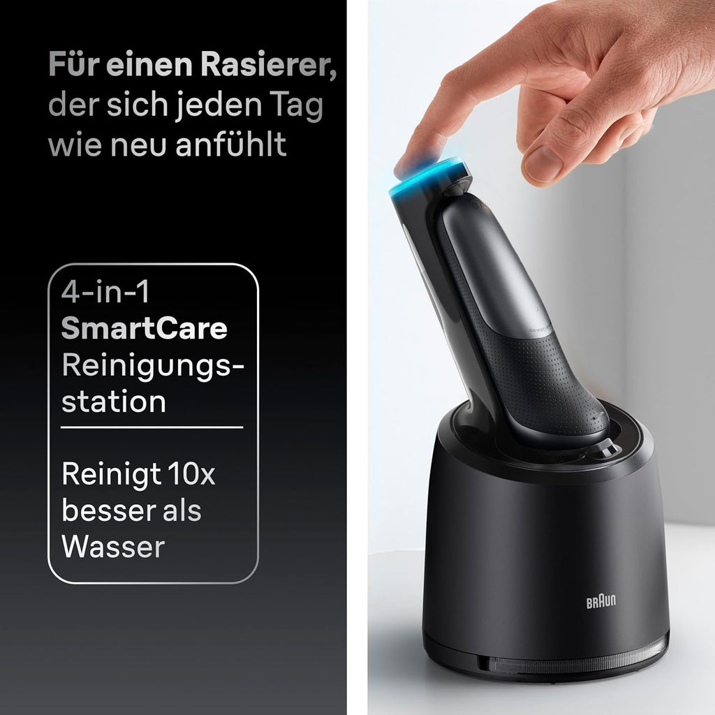 Afeitadora eléctrica Braun Series 7 para hombre, afeitadora eléctrica, 60 min de batería, centro SmartCare 4 en 1, +2 accesorios, afeitadora inalámbrica en seco y húmedo para hombre, resistente al agua, fabricada en Alemania, 72-C7650cc, dorado