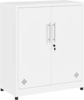 Armario de almacenamiento de 2 puertas YITAHOME, archivadores de metal con llave, armario de almacenamiento con 2 estantes ajustables, armario organizador de baño, archivadores para oficina en casa, blanco