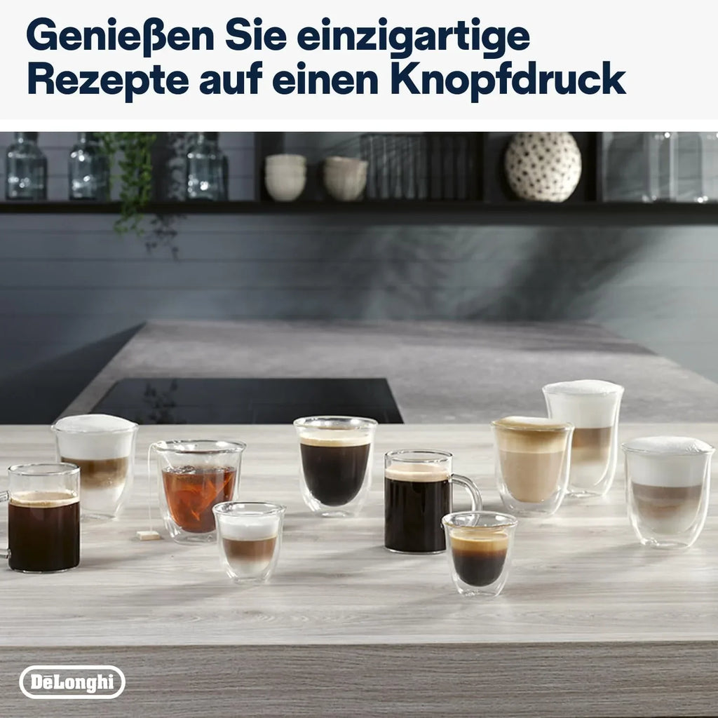 Cafetera superautomática De'Longhi Magnifica Evo ECAM 292.81.B con sistema de leche LatteCrema, 7 botones de selección directa para cappuccino, espresso y otras especialidades de café, función de 2 tazas, negro