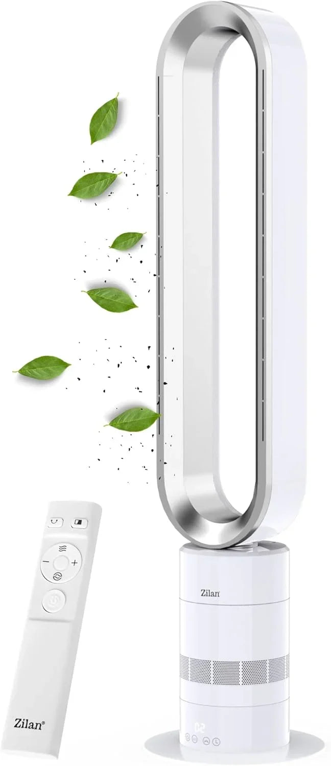 Ventilador de torre Zilan, motor BLDC de bajo consumo con mando a distancia, ventilador oscilante de bajo consumo, diseño muy silencioso, ventilador de pie de 10 niveles, ventilador de columna con refrigeración, ventilador de torre.