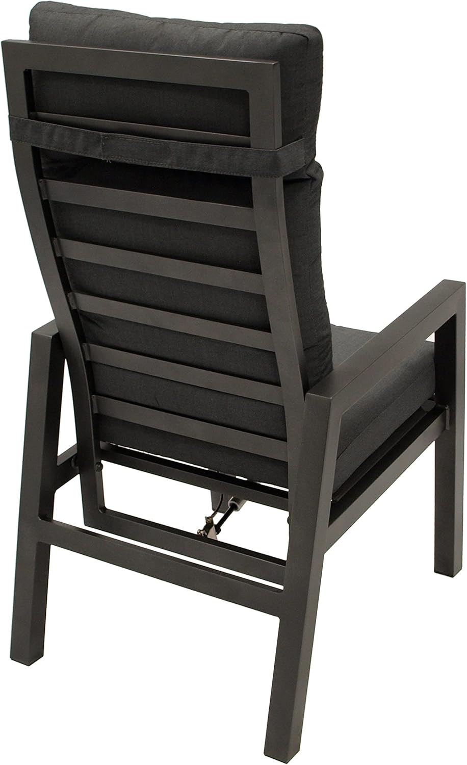 DEGAMO 2x Silla de jardín de respaldo alto MANCIANO, aluminio inoxidable color antracita, con cojines gris oscuro, respaldo ajustable de forma continua con resorte de gas