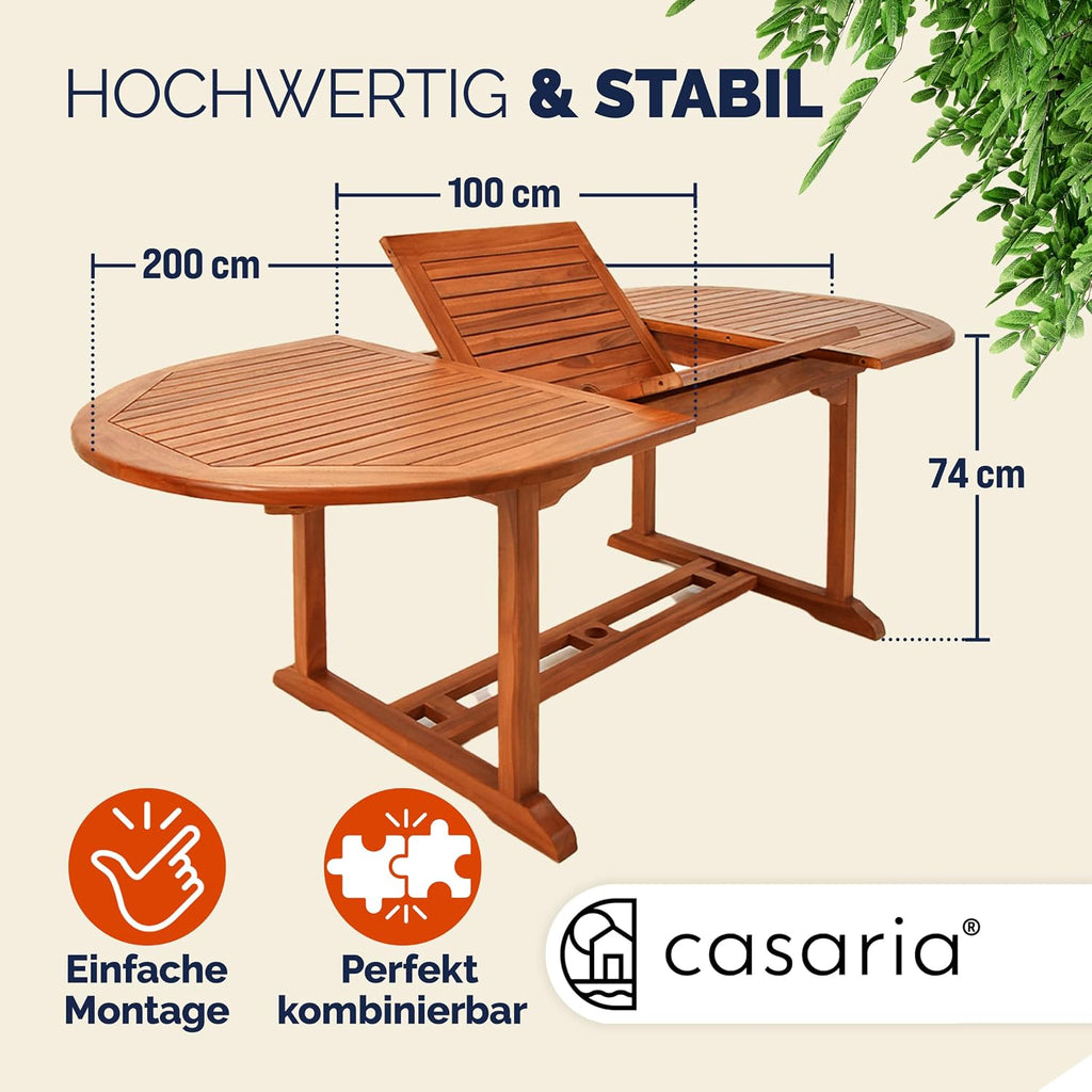 Mesa de jardín Casaria® resistente a la intemperie, con certificación FSC®, 200x100 cm