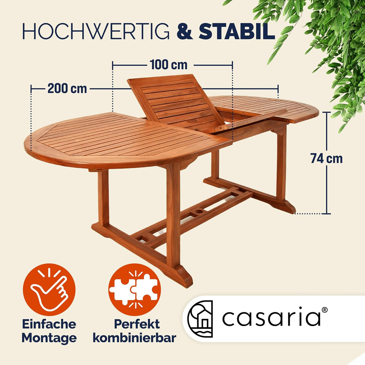 Mesa de jardín Casaria® resistente a la intemperie, con certificación FSC®, 200x100 cm