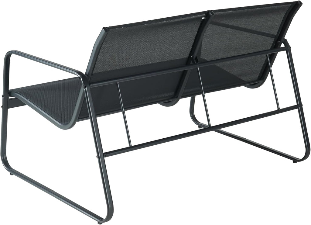 casa.pro Set de muebles de jardín Anzi 4 piezas. Conjunto de asientos para exteriores negro, juego de muebles de balcón compuesto por 1 mesa, 1 banco, 2 sillas, conjunto de muebles de salón para terraza, resistente a la intemperie