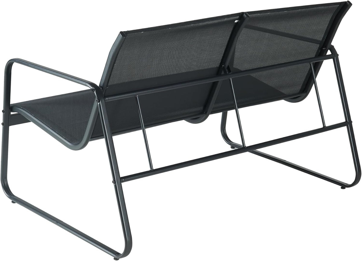 casa.pro Set de muebles de jardín Anzi 4 piezas. Conjunto de asientos para exteriores negro, juego de muebles de balcón compuesto por 1 mesa, 1 banco, 2 sillas, conjunto de muebles de salón para terraza, resistente a la intemperie