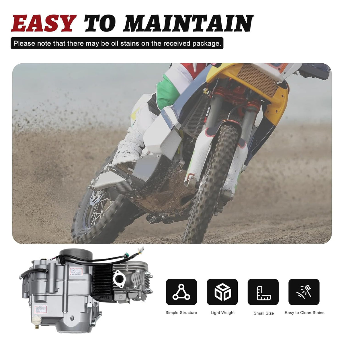 Motor de 4 tiempos CRF50 125CC para Dirt Bike Pitbike, motor monocilíndrico con refrigeración por aire y embrague manual para motocicletas Dirt Bike con arranque a pedal (Kick Start).