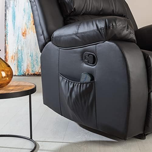 Don Descanso - Sillón Relax Masaje Calor Trevi Negro Reclinable 160º con 8 Motores Silenciosos, Calor Lumbar, Sistema de Masaje de 4 Zonas y Acabado en PU Anti-Cuarteo [Incluye Mando]. Ideal para Personas Mayores
