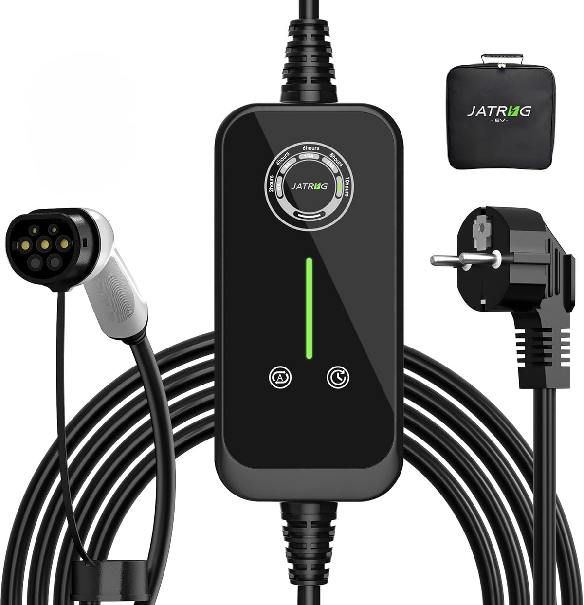 Oryxearth JATRHG Cargador EV de 3,6 kW Tipo 2 16 A, cable de 5 m, portátil y monofásico - Estación de carga para coches eléctricos (P1 3,6 kW 5 m)