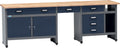 Banco de trabajo Küpper 12283, 240x84x60cm, 6 cajones, 2 puertas, 300 kg de capacidad de carga, tablero de trabajo de haya maciza de 30 mm (azul oscuro)