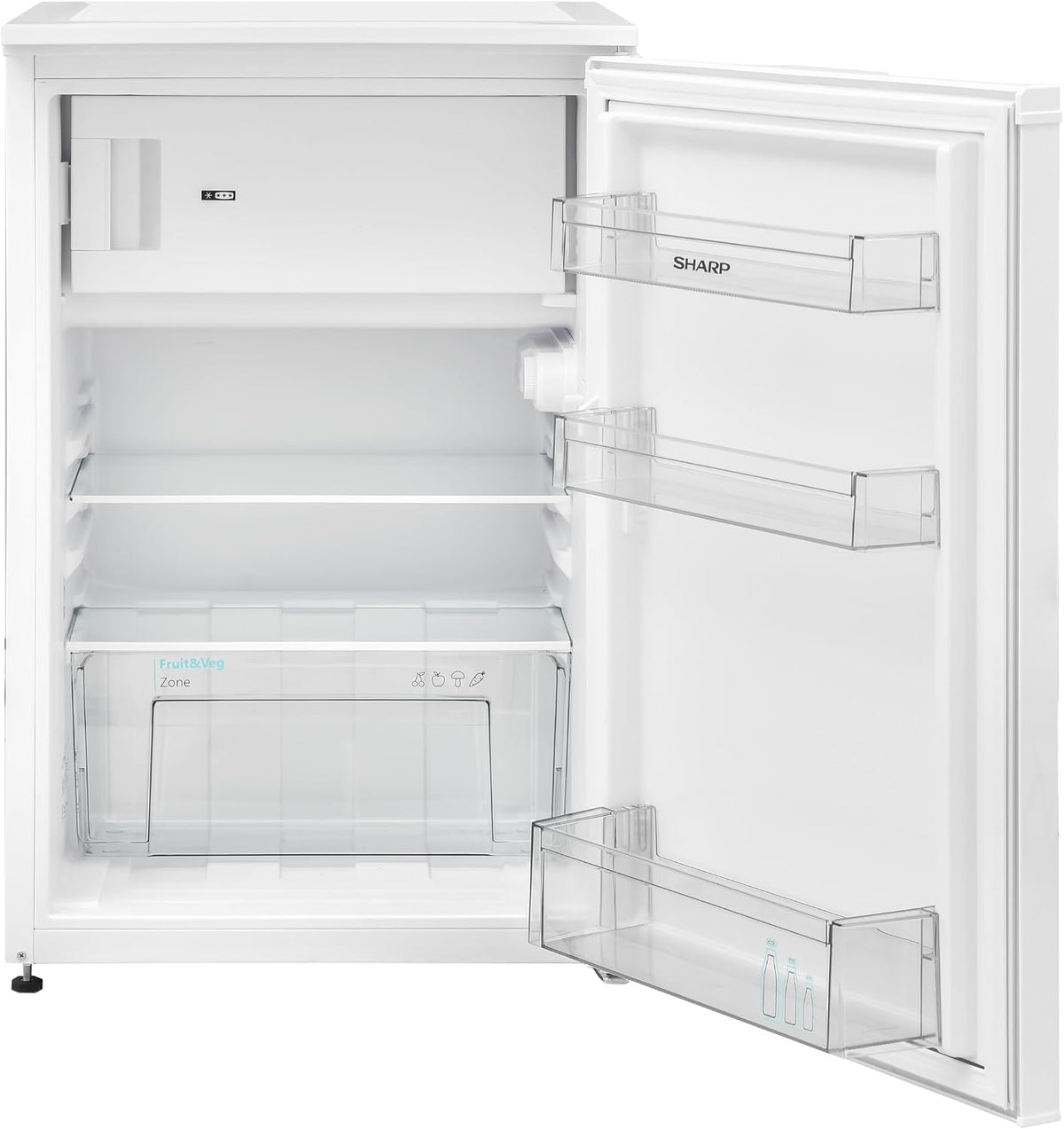 Frigorífico independiente SHARP SJ-UD121T2W-EU con congelador (clase de eficiencia energética D, 121 L, 40 dB), (cajón para verduras), blanco, al. 83,8 x an. 54 cm