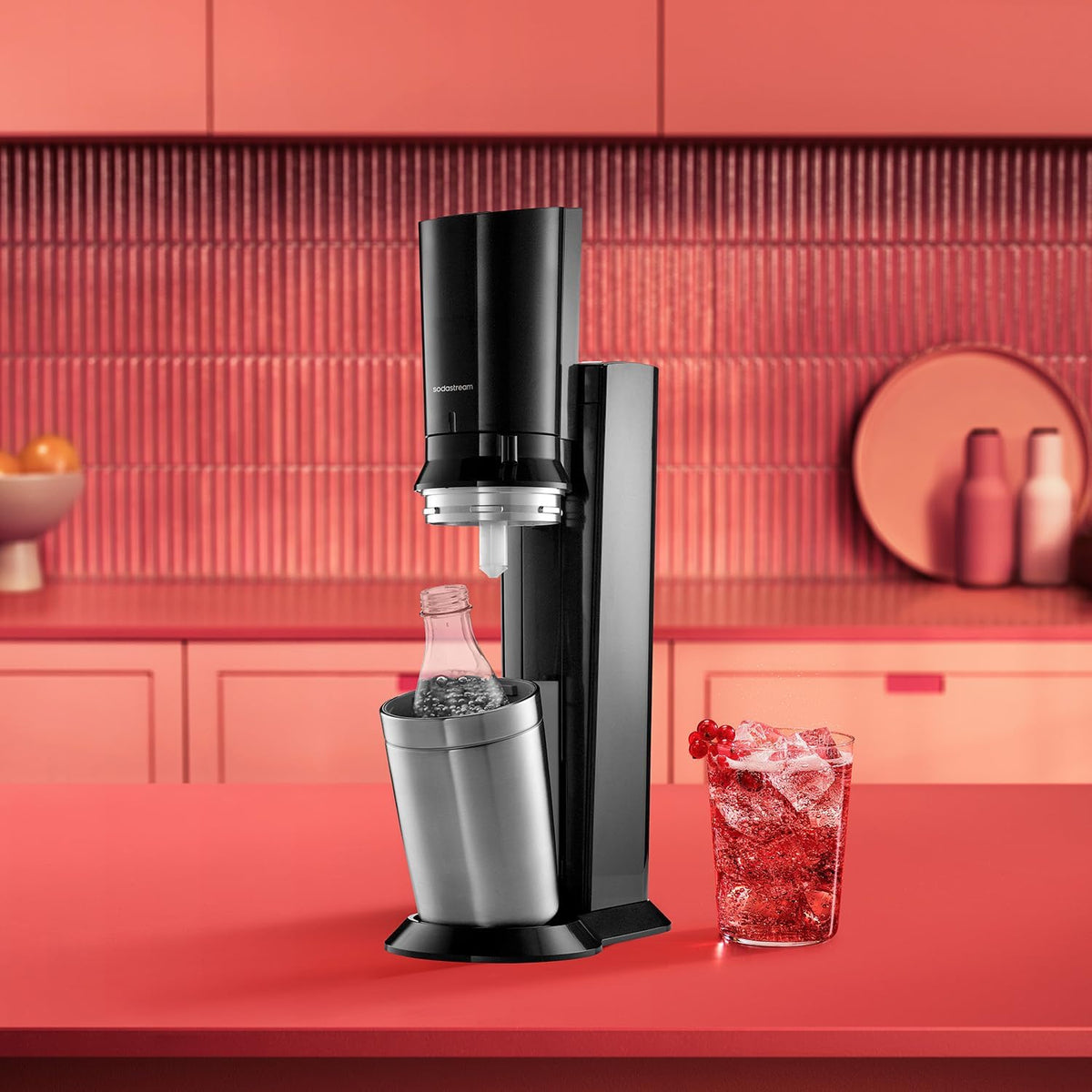 Máquina de agua con gas SodaStream Crystal 3.0 con 2 cilindros de CO2 Quick-Connect y 2 garrafas de cristal