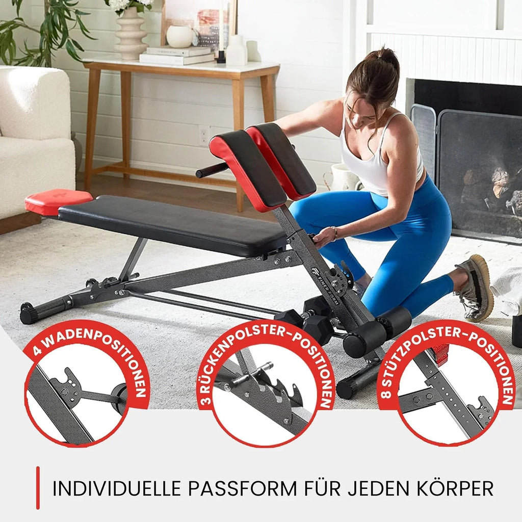 Banco de pesas ajustable para entrenamiento de fuerza, hiperextensión, lumbares, abdominales, banco inclinado y banco plano, modelo FF-TB011384